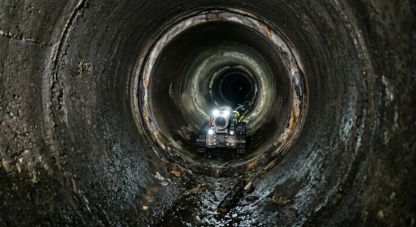 Robotic sewer camera inspecting pipe interior for Sewer Line Cleaning in Richmond Heights